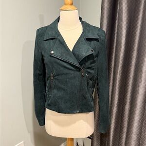 Astr Dark Green Faux Suede Moto Jacket- stylish and sharp!!!